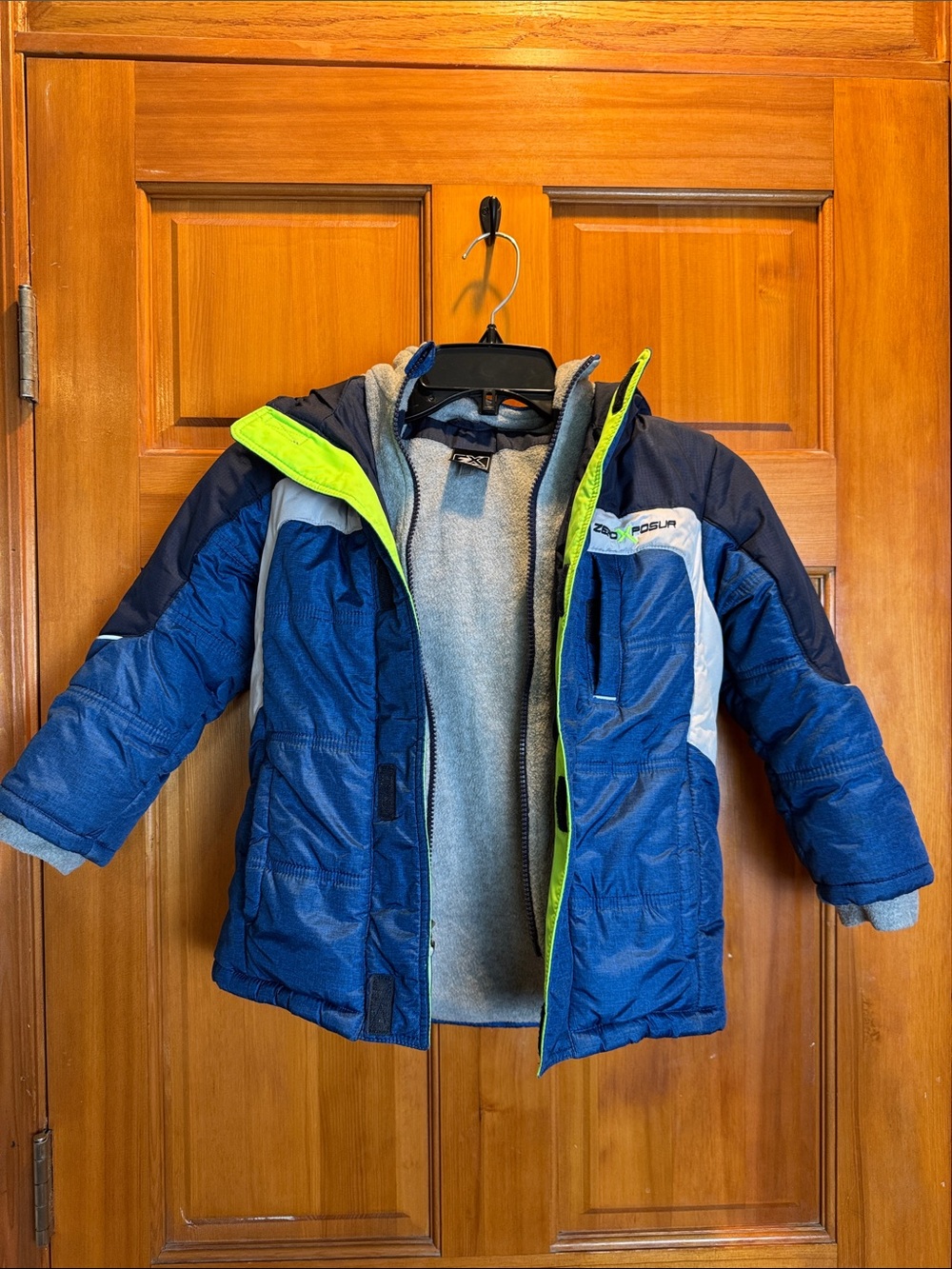 ZeroXposur Boys Heavyweight Puffer Winter Jacket Size 5T Blue Grey Fleece